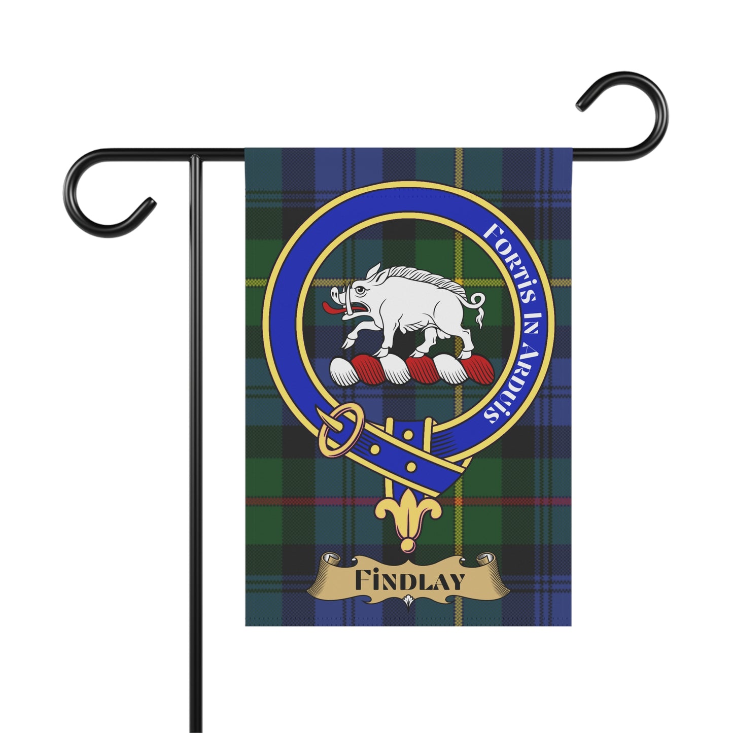 Findlay Clan Scottish Tartan Crest Garden Flag