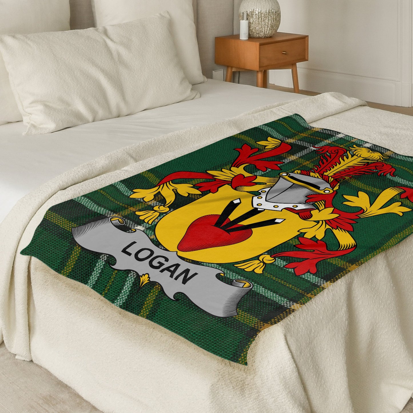 Logan Surname Irish Tartan Throw Blanket - Living Stone Gifts