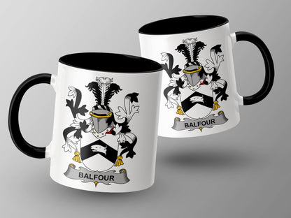 Balfour Surname Family Crest Coat of Arms Mug - Living Stone Gifts