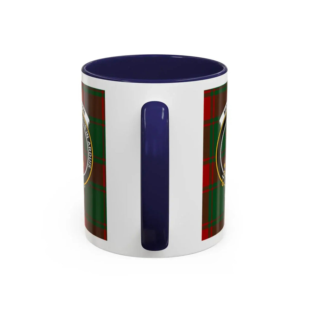 Plaid Design Mug with Blue Handle and Interior