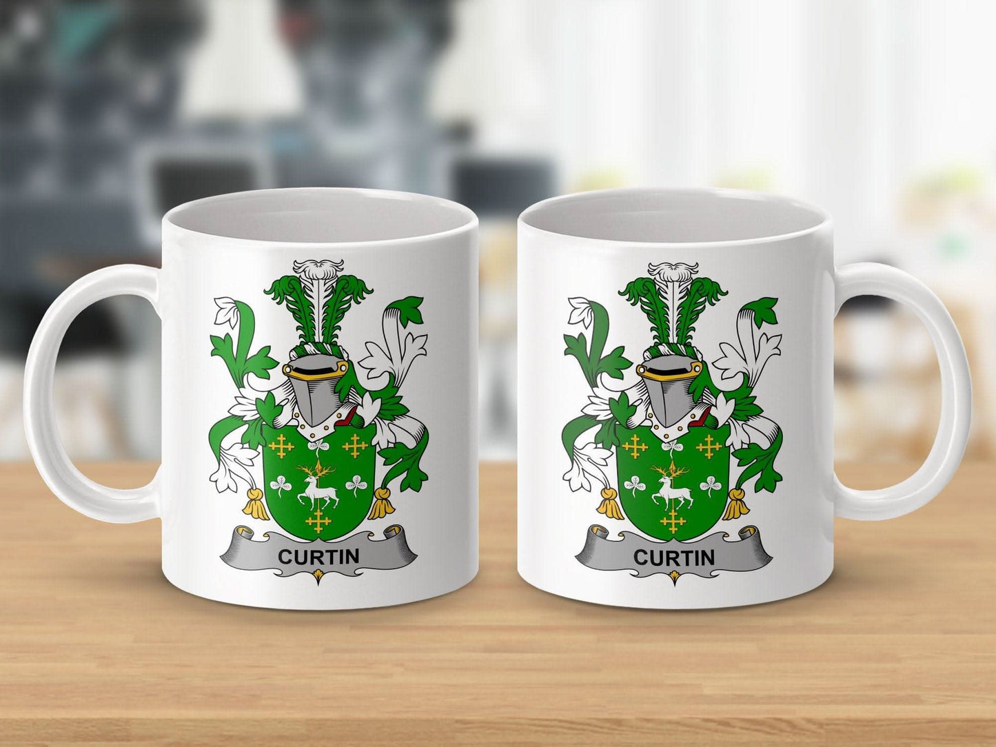 Curtin Surname Irish Family Crest Mug - Celtic Ancestry Gifts