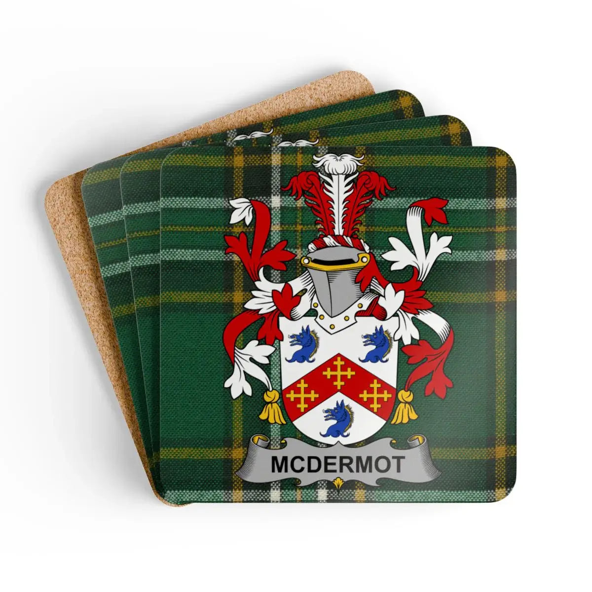 Personalized McDermot Tartan Plaid Drink Coasters product type