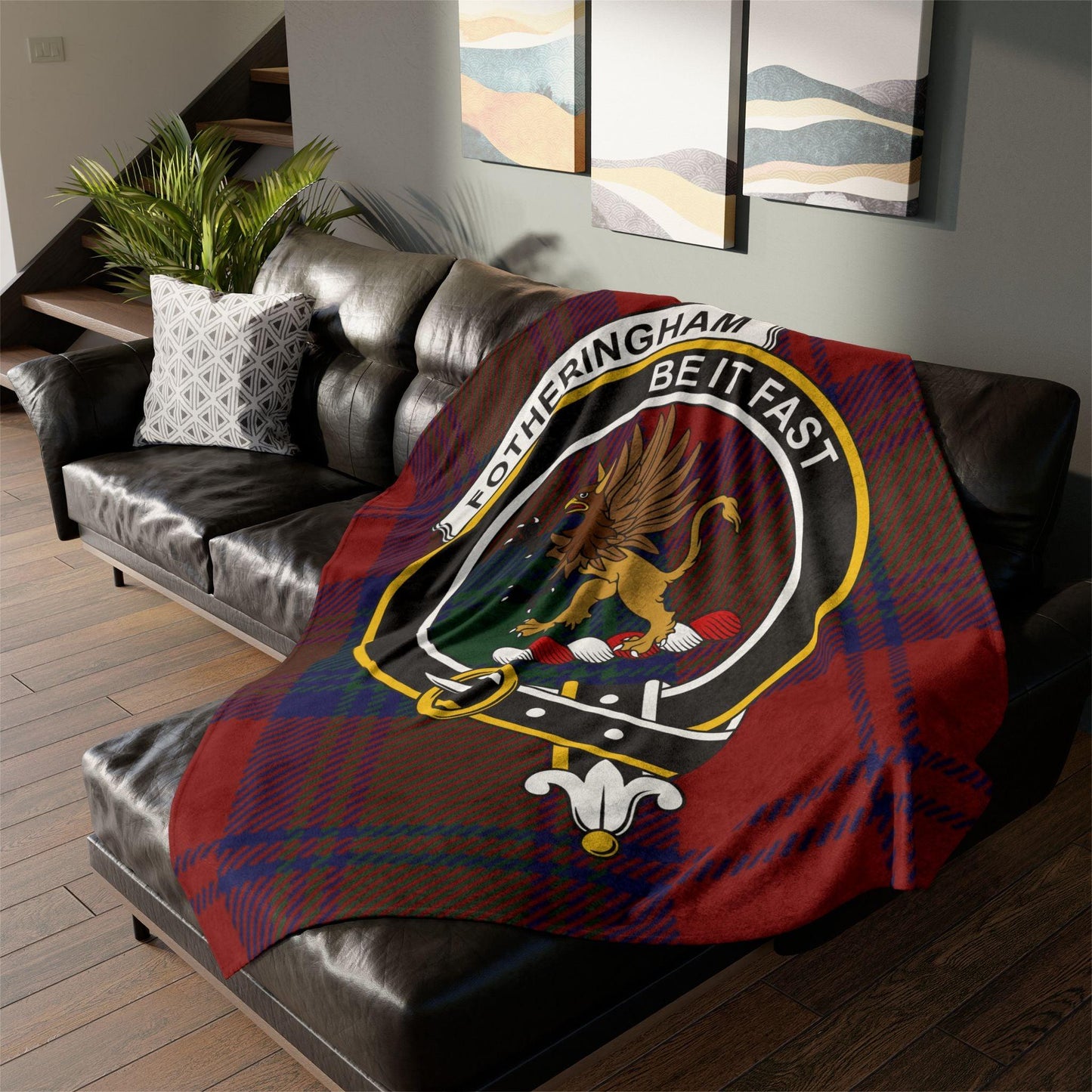 Fotheringham Clan Tartan Blanket – Scottish Crest Throw