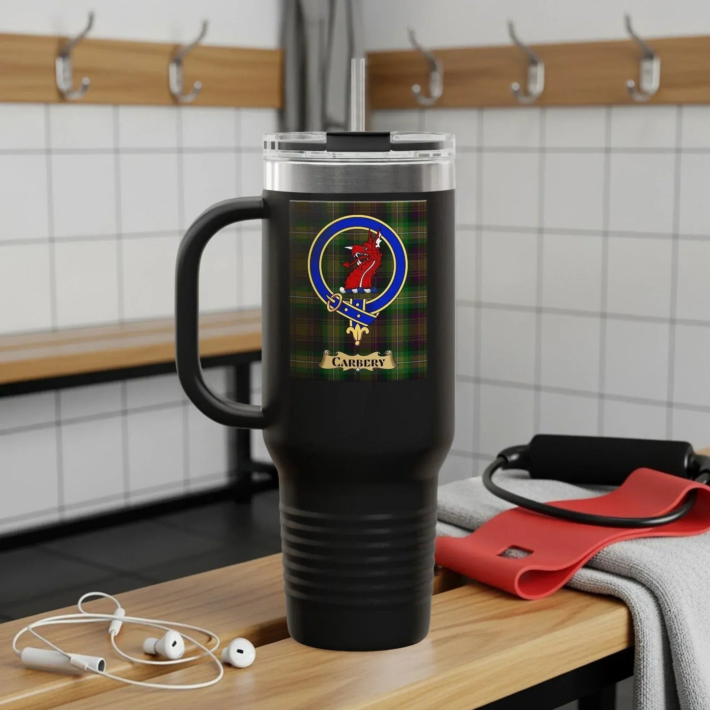 Large Black Tumbler with Celtic Crest Design Mug product type