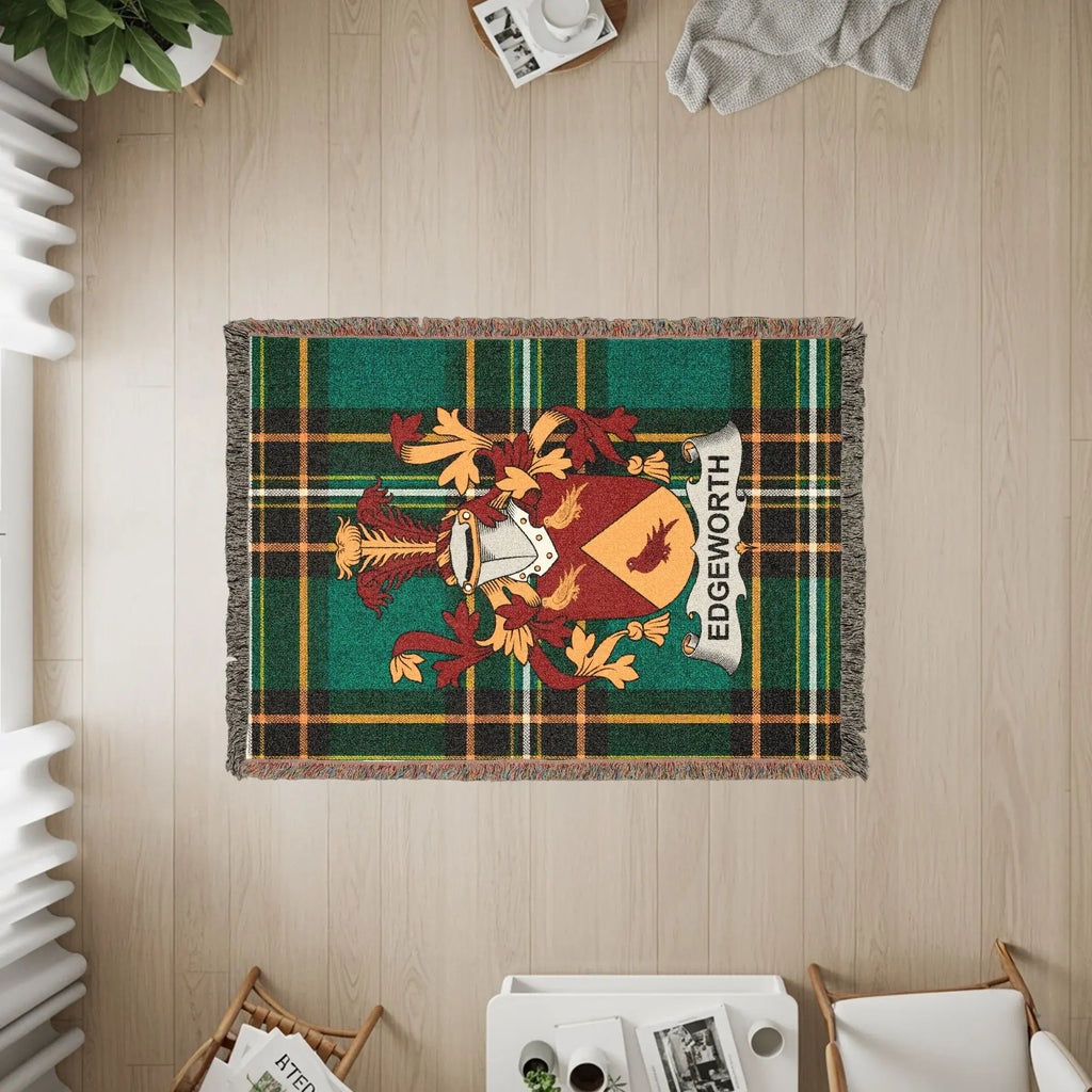 Edgeworth Family Crest Green Plaid Tartan Throw product type