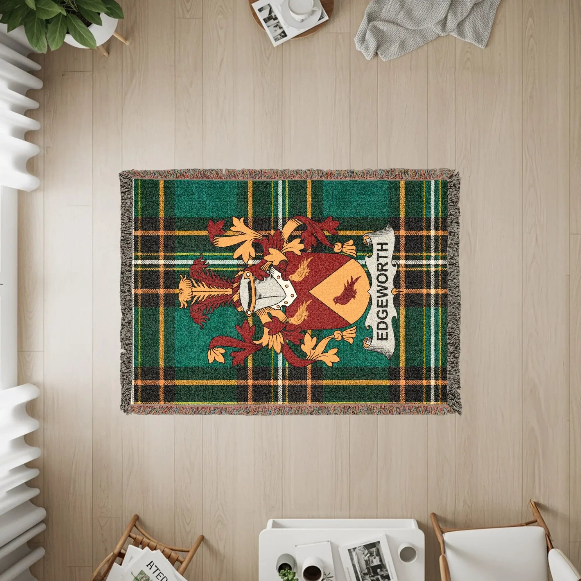 Edgeworth Family Crest Green Plaid Tartan Throw product type