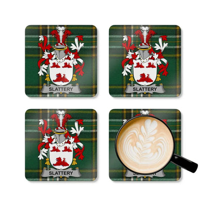 Personalized Coat of Arms Plaid Coaster Set product type