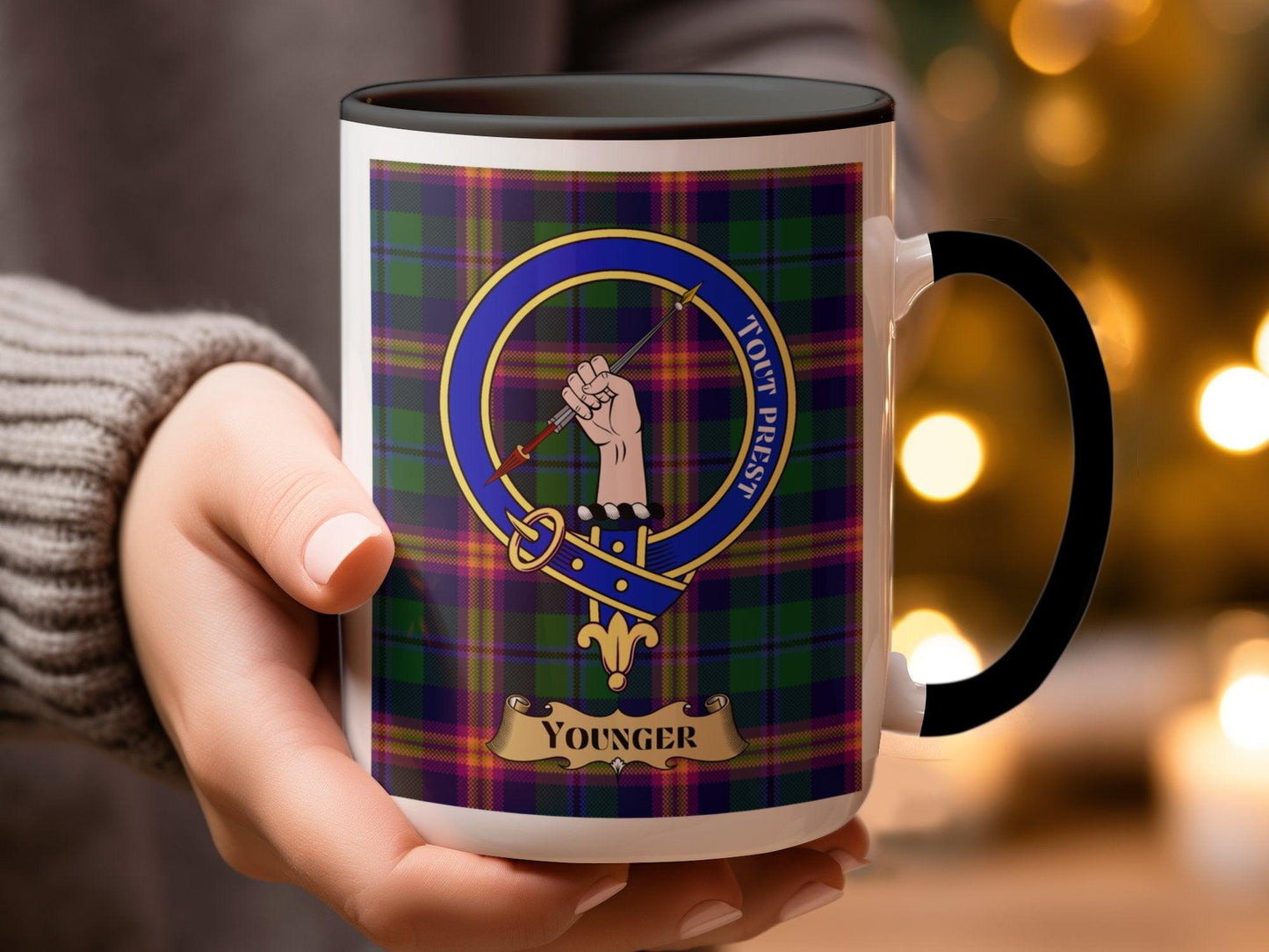 Younger Clan Scottish Tartan Crest Plaid Coffee Mug - Living Stone Gifts