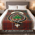 Grant clan tartan woven blanket — 100% cotton with Stand Fast clan crest design