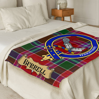 Scottish Clan Burrell Crest Tartan Throw Blanket - Living Stone Gifts