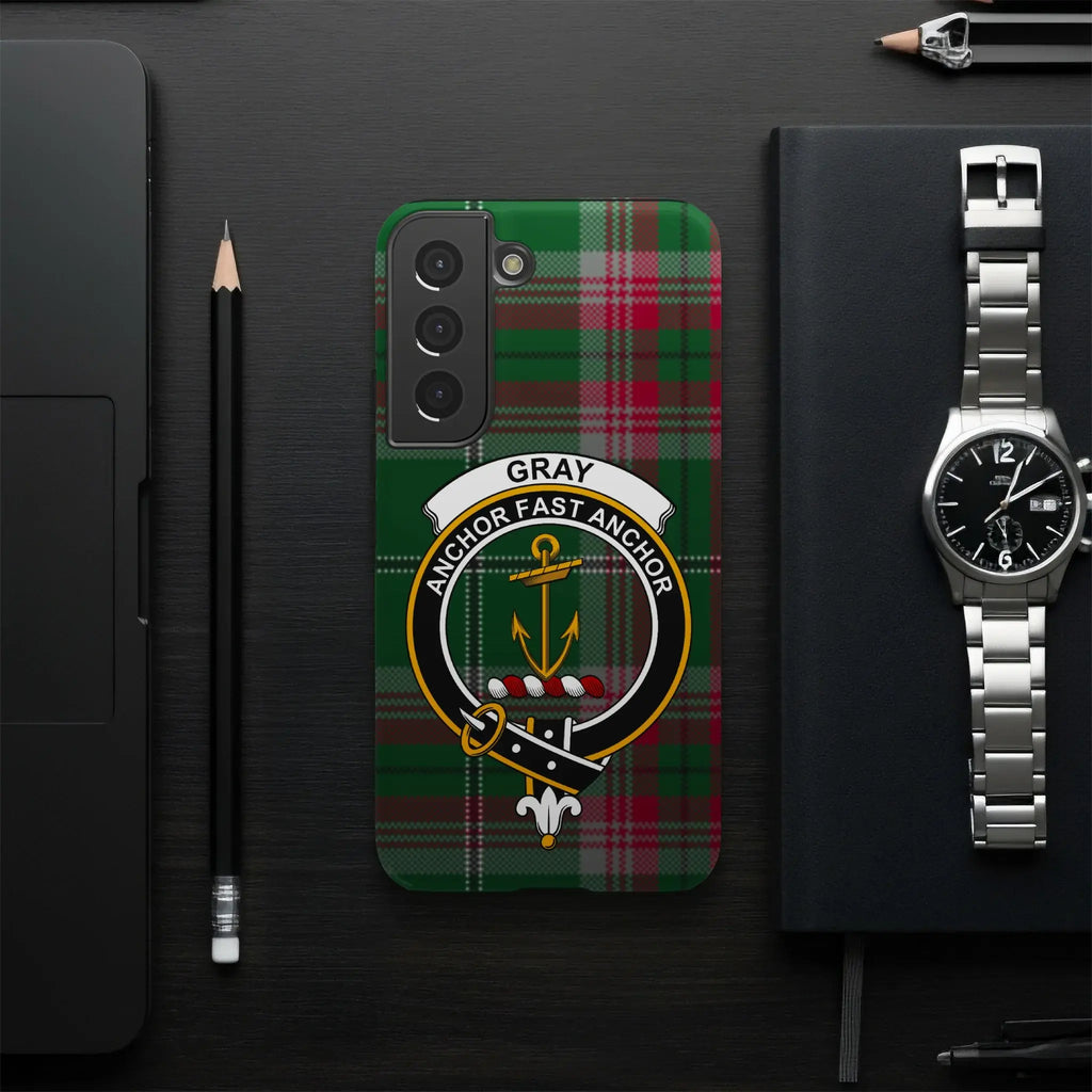 Gray clan Anchor Fast Anchor phone case — full heraldic wrap on glossy impact-resistant shell