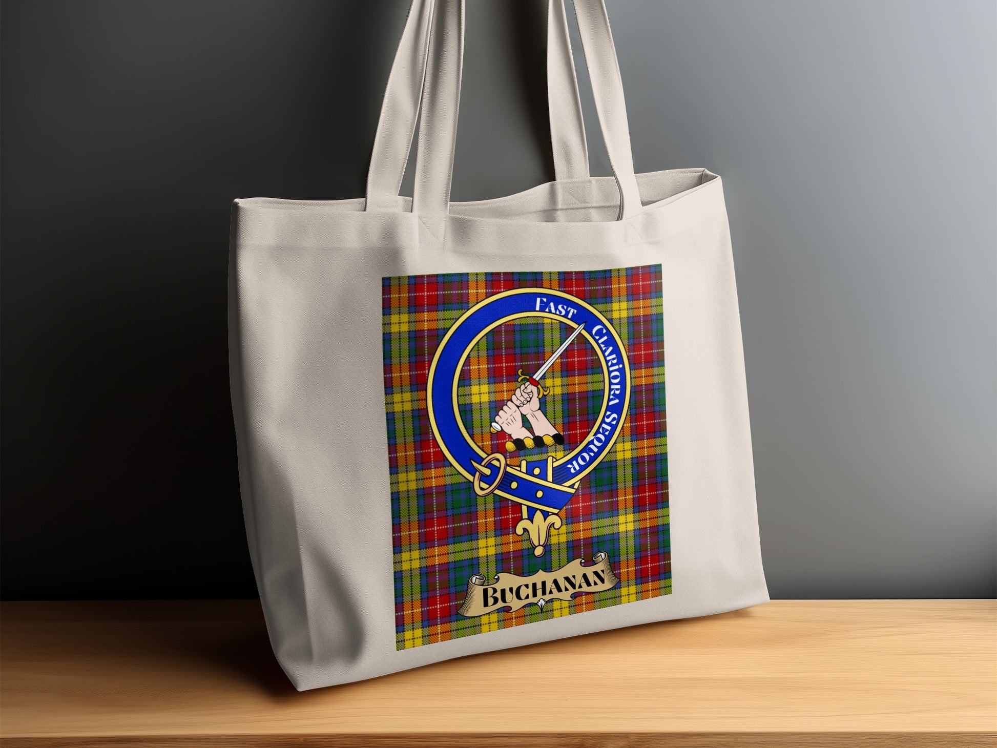 Buchanan Clan Scottish Tartan Background Tote Bag - Living Stone Gifts