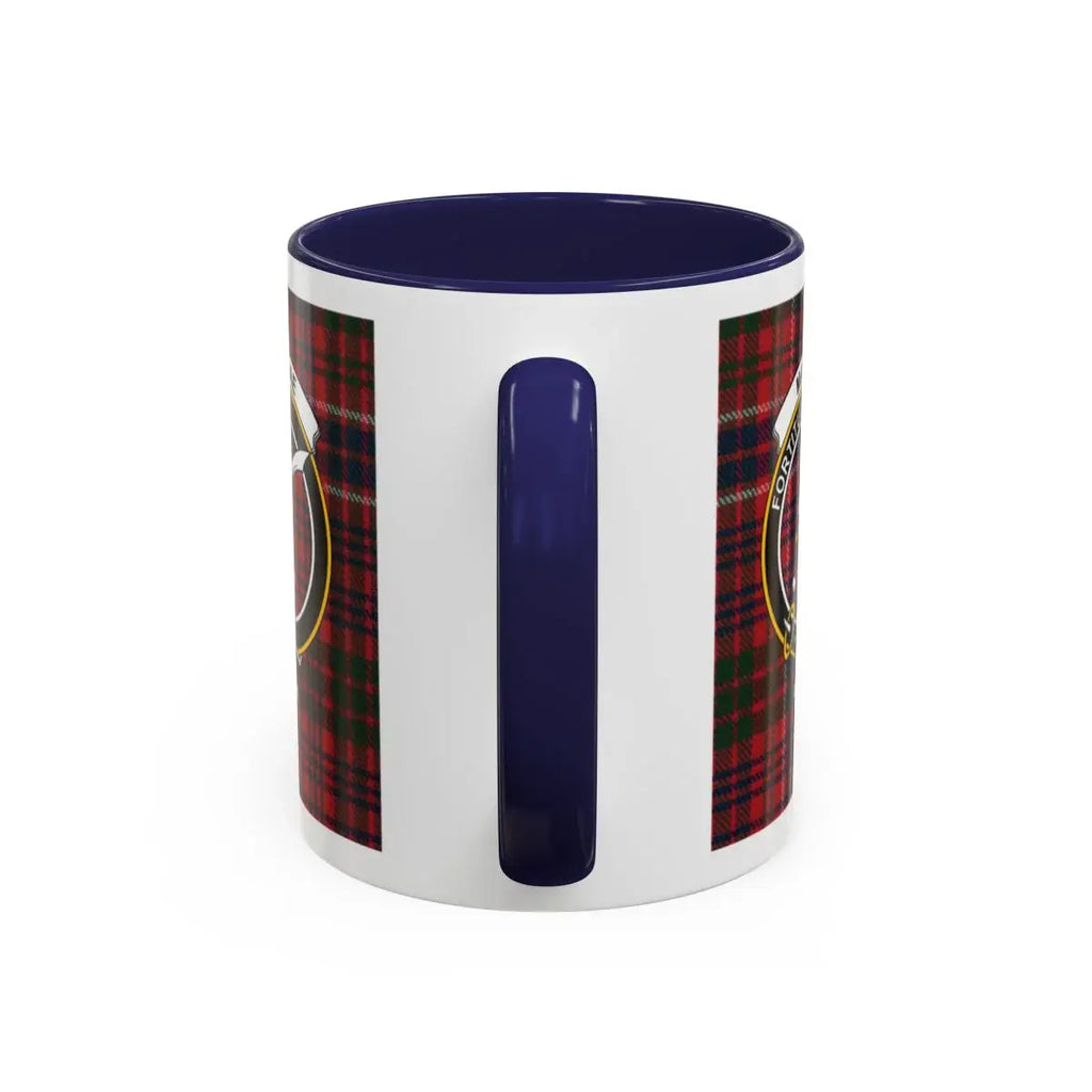 MacRae tartan accent mug with navy interior — 15oz ceramic Scottish clan drinkware