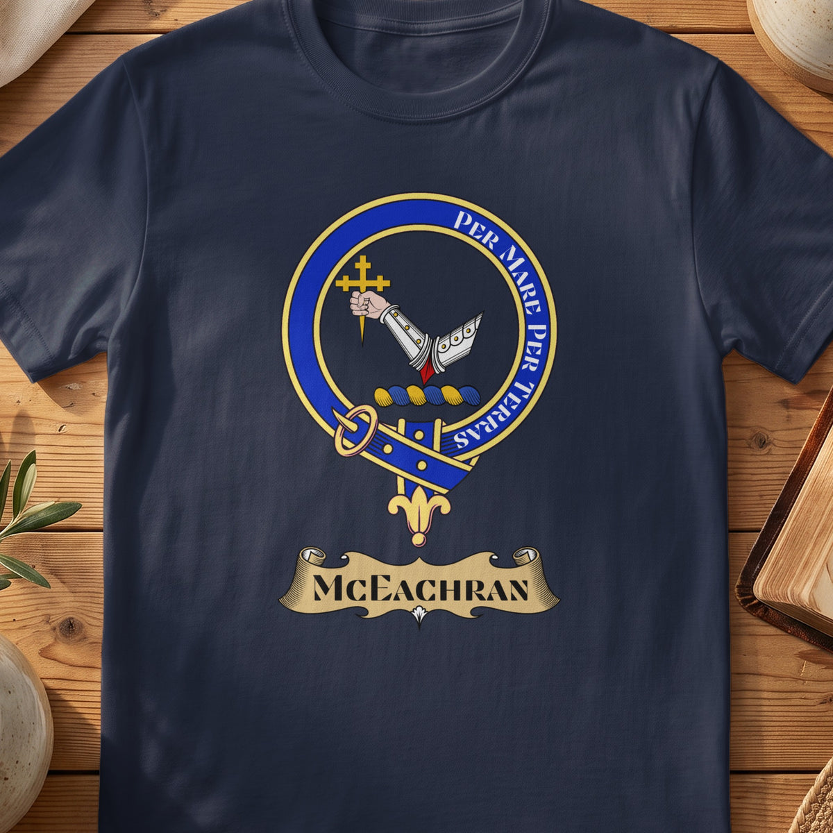 McEachran Scottish clan crest T-shirt in navy