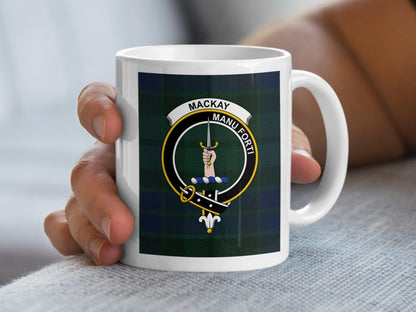 Mackay Clan Crest and Tartan Plaid Mug Traditional Style - Living Stone Gifts