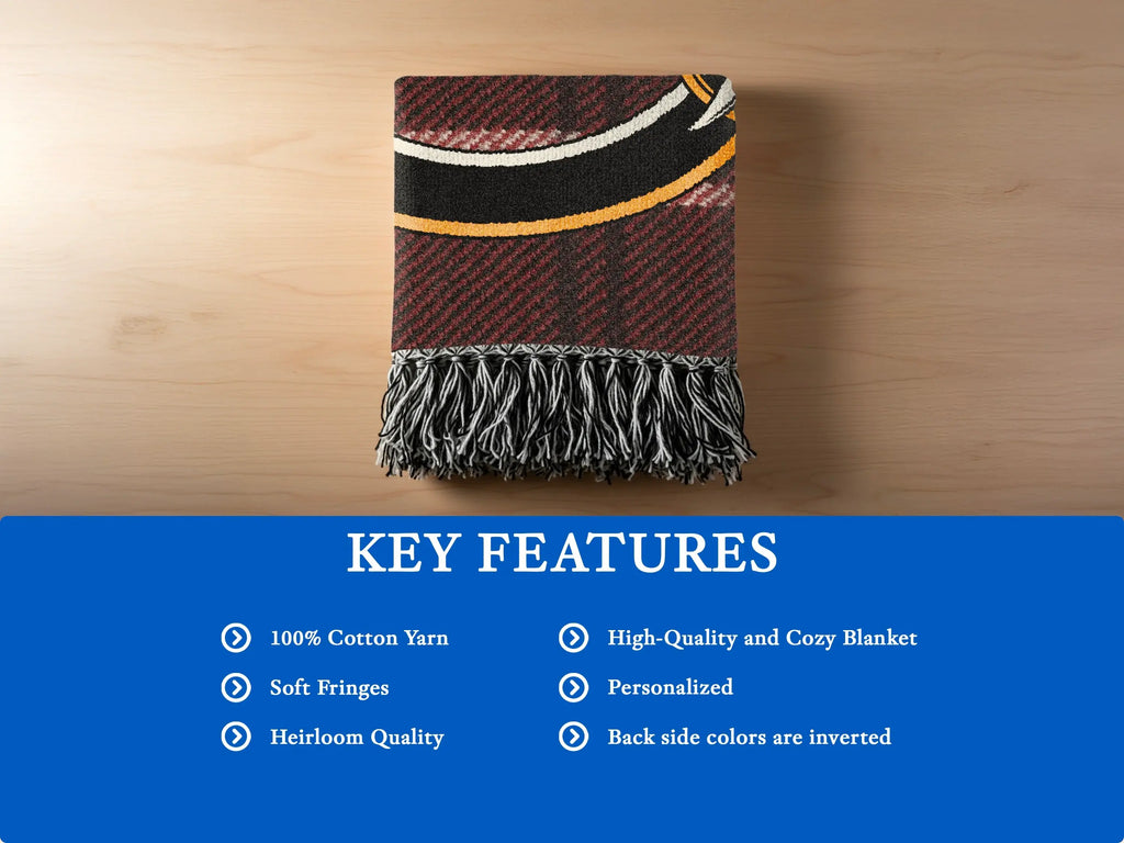 Clan Ramsay heritage blanket — woven fringe finish, heirloom quality