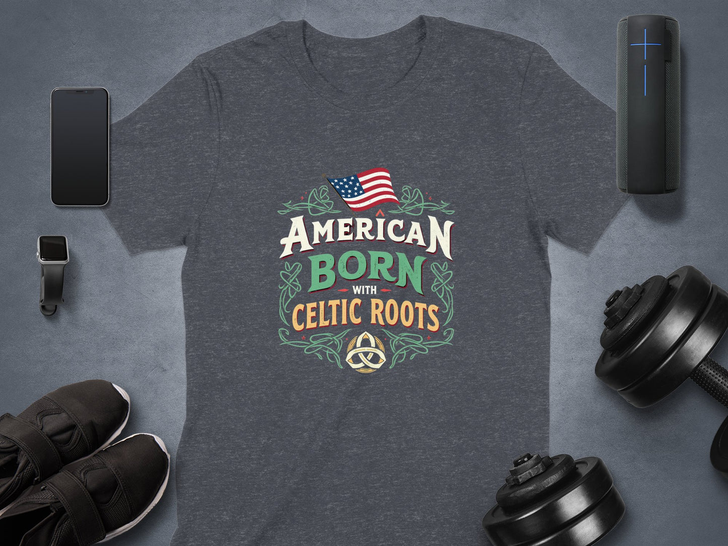 Proud American Born with Celtic Heritage T-Shirt - Living Stone Gifts