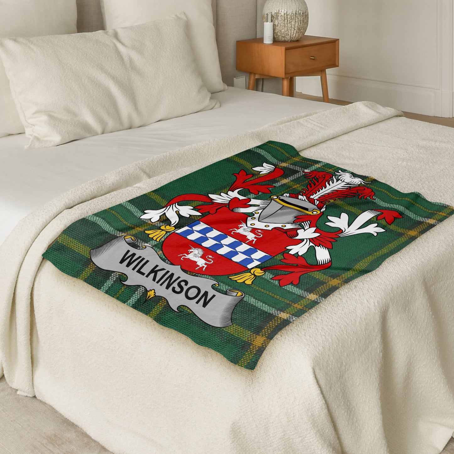 Wilkinson Surname Irish Tartan Throw Blanket - Living Stone Gifts