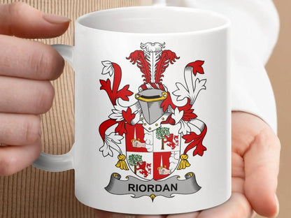 Riordan Family Crest Heraldic Emblem Mug - Celtic Ancestry Gifts
