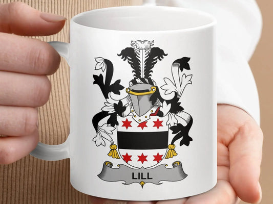 Lill Surname Irish Family Coat of Arms Mug - Celtic Ancestry Gifts