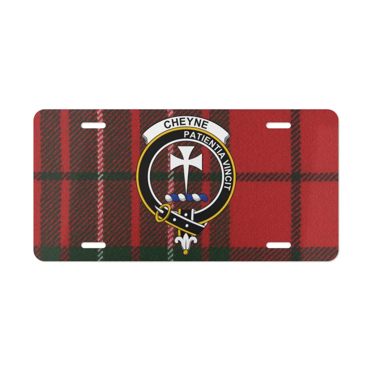 Cheyne Plaid Clan Crest License Plate product