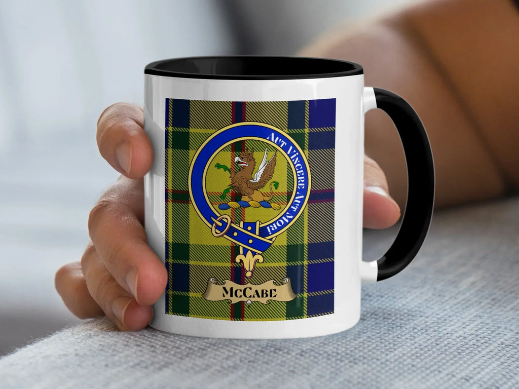 McCabe tartan mug with a coloured accent handle and interior