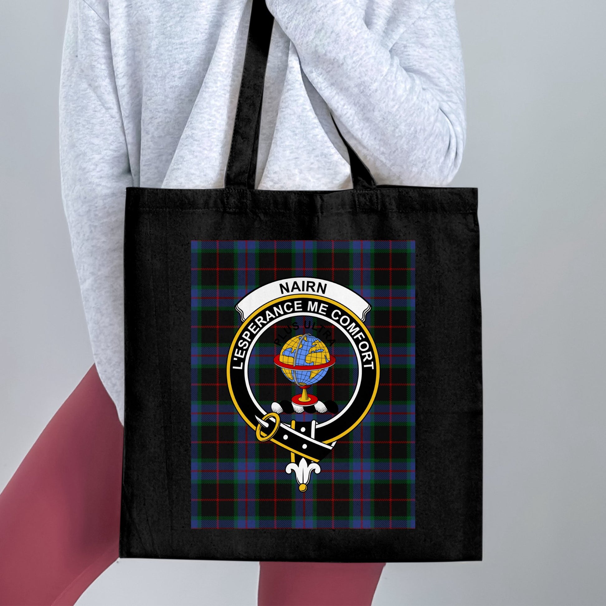 Scottish Clan Crest On Tartan Background Tote Bag - Living Stone Gifts