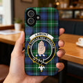Lamont clan crest tartan phone case — edge-to-edge plaid design with Ne Parcas Nec Spernas motto