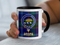 Edward tartan mug with a coloured accent handle and interior
