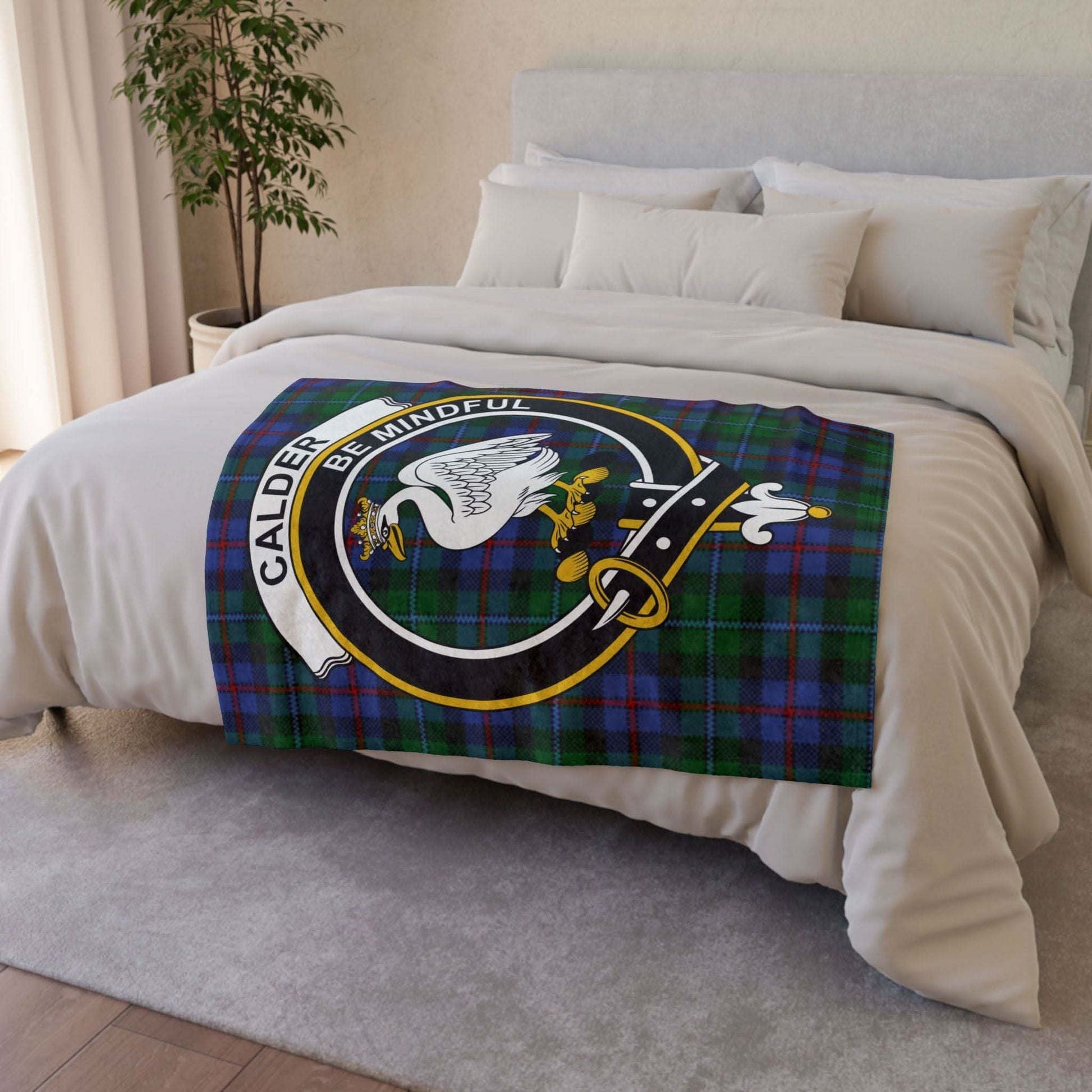 Calder Clan Crest Scottish Tartan Blanket - Celtic Ancestry Gifts