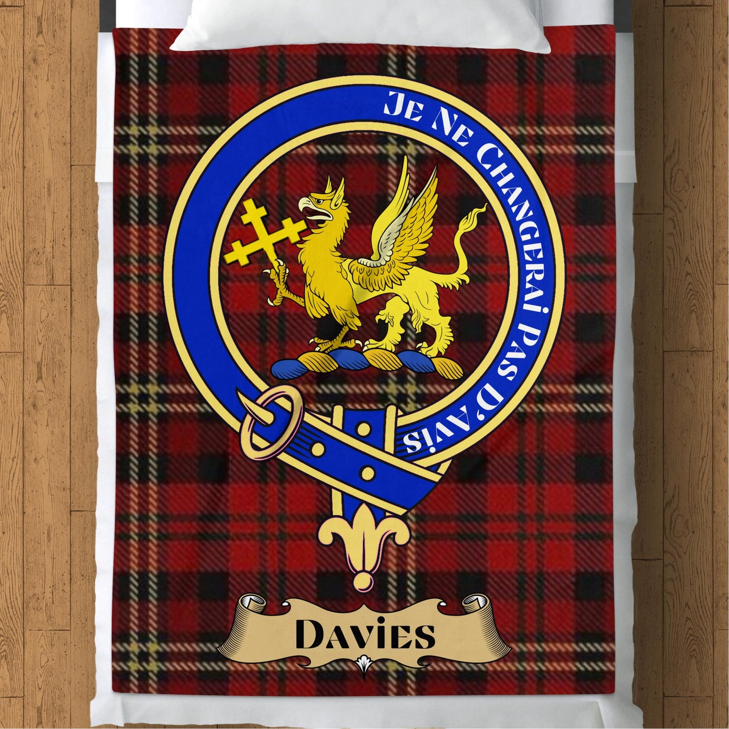 Scottish Clan Davies Crest Tartan Blanket - Living Stone Gifts