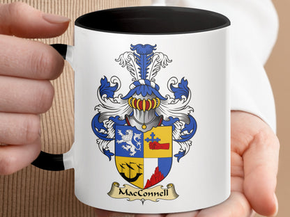 MacConnell Family Crest Coat of Arms Accent Coffee Mug - Living Stone Gifts