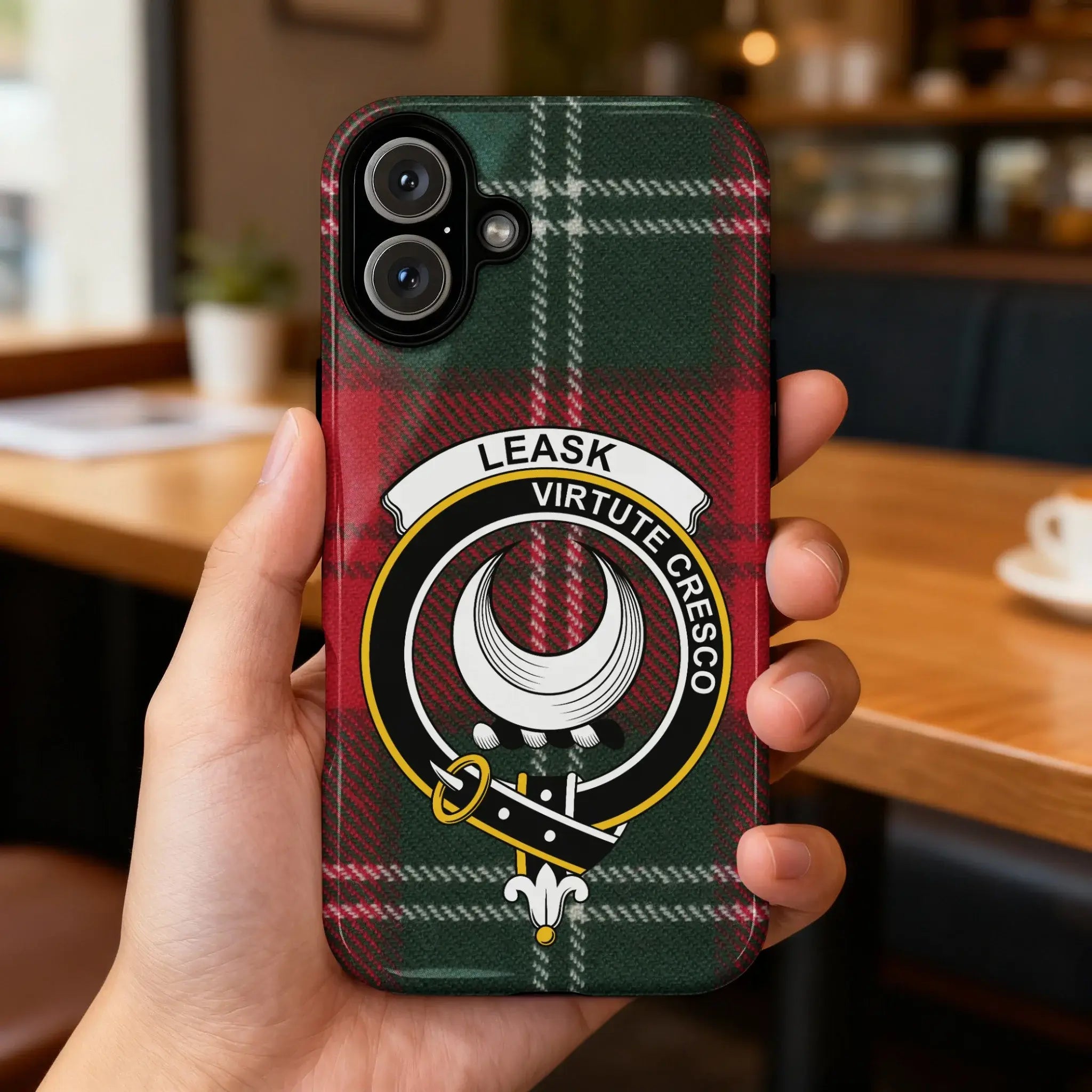 Leask Virtute Cresco Tartan Plaid iPhone Case