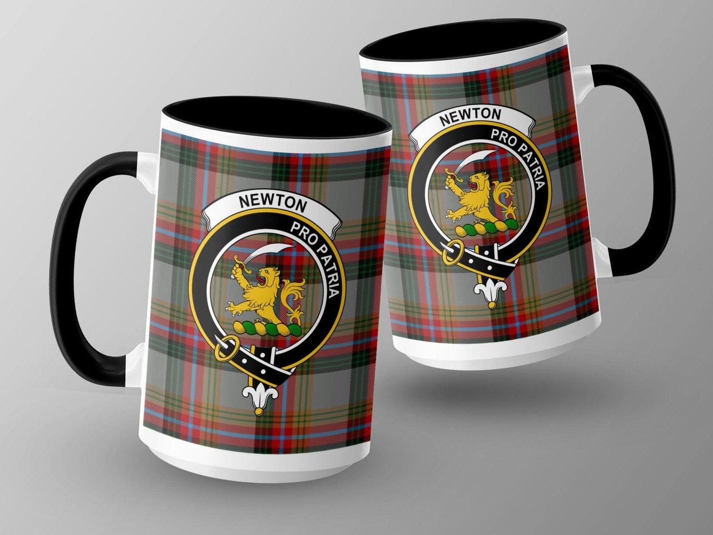 Newton Clan Crest Scottish Tartan Design Mug - Living Stone Gifts