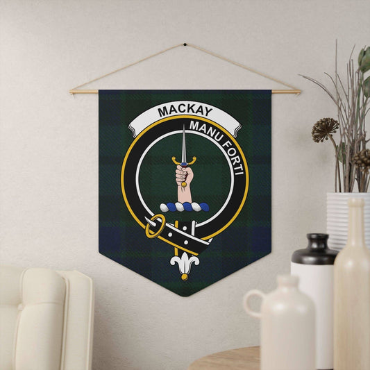 Mackay Clan Motto and Crest Tartan Wall Pennant - Celtic Ancestry Gifts