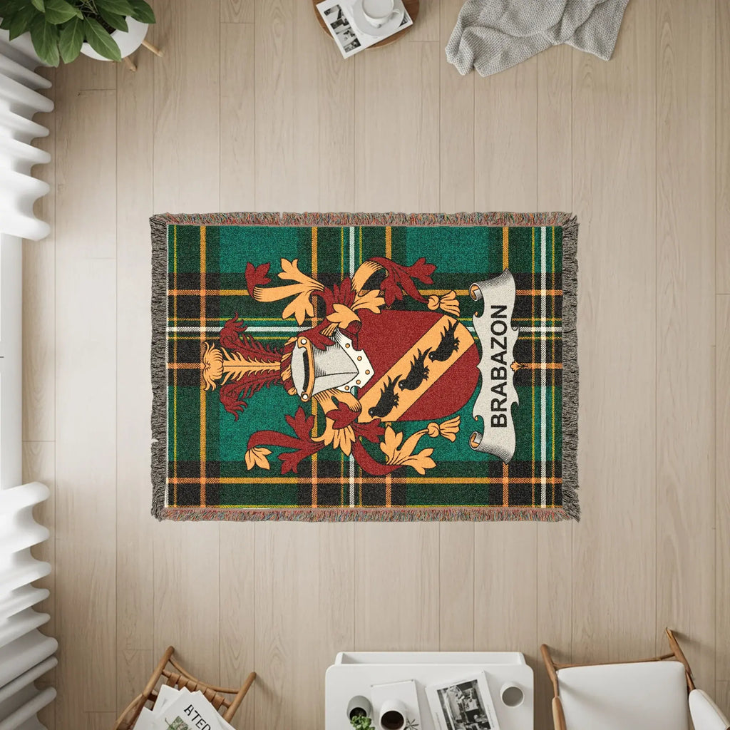 Brabazon Family Crest Green Plaid Tartan Blanket product type