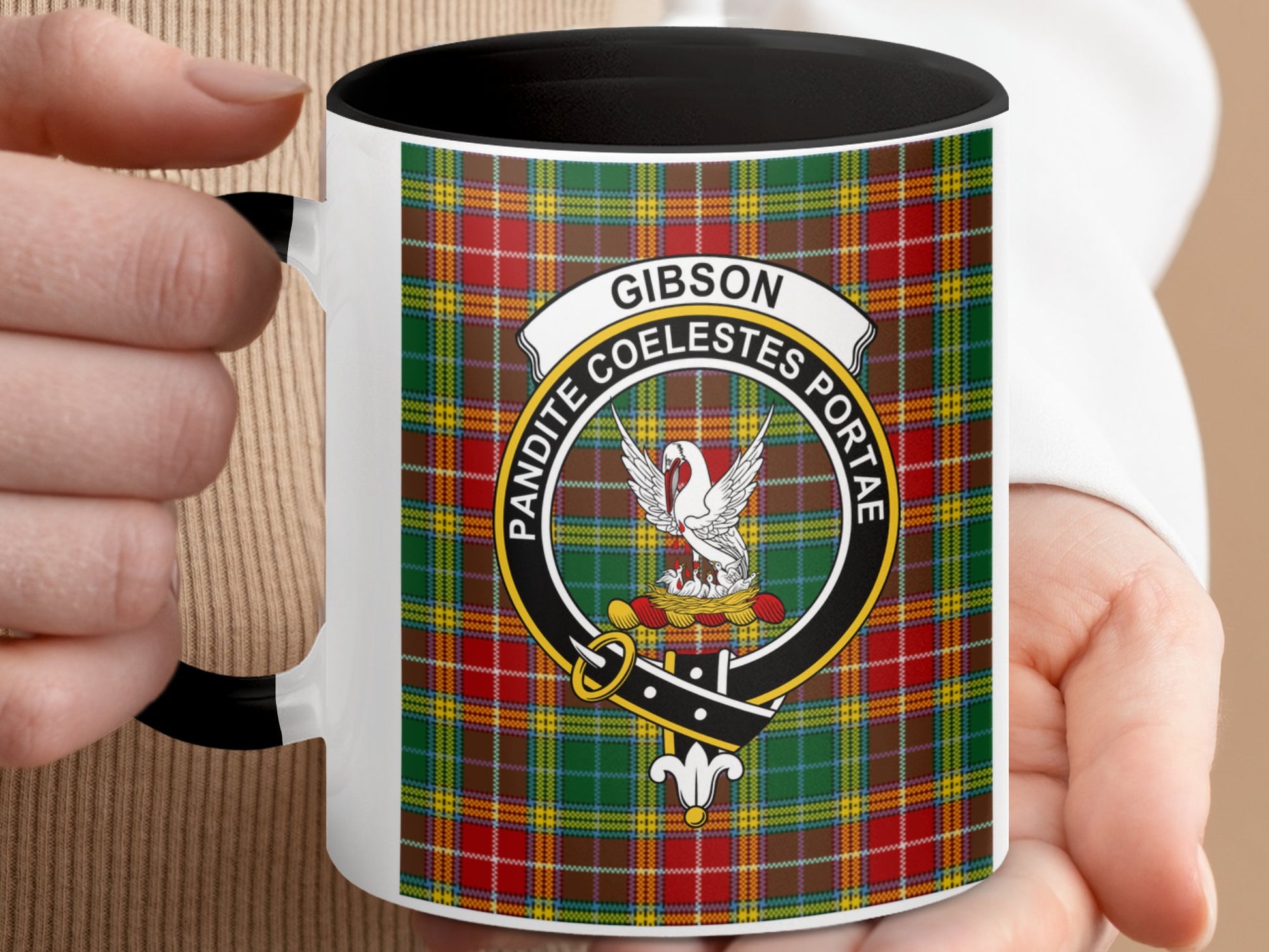 Clan Gibson Scottish Tartan Crest Mug - Living Stone Gifts