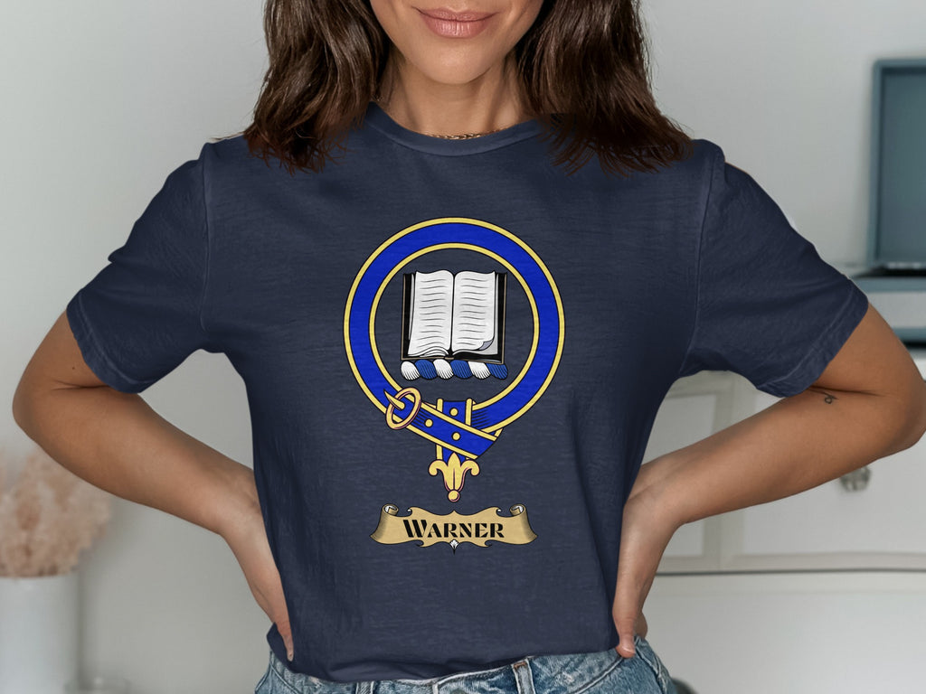 Warner Scottish clan crest design on Navy T-shirt