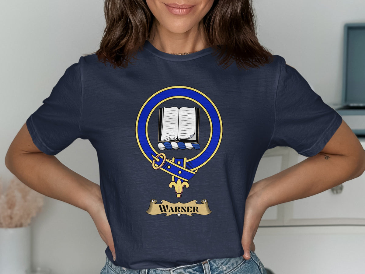 Warner Scottish clan crest design on Navy T-shirt