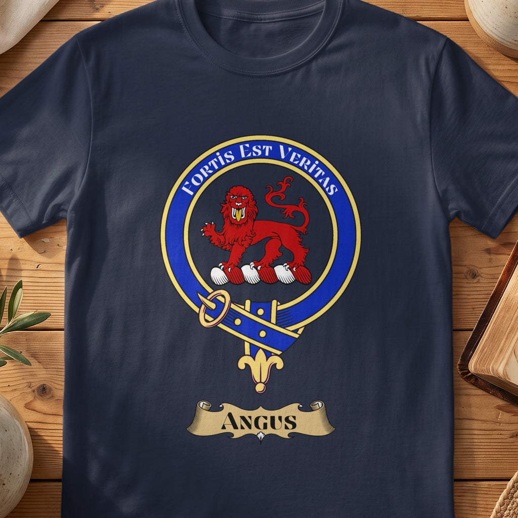 Angus Scottish clan crest T-shirt in Navy