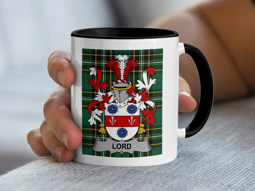 Lord Irish family crest black accent mug