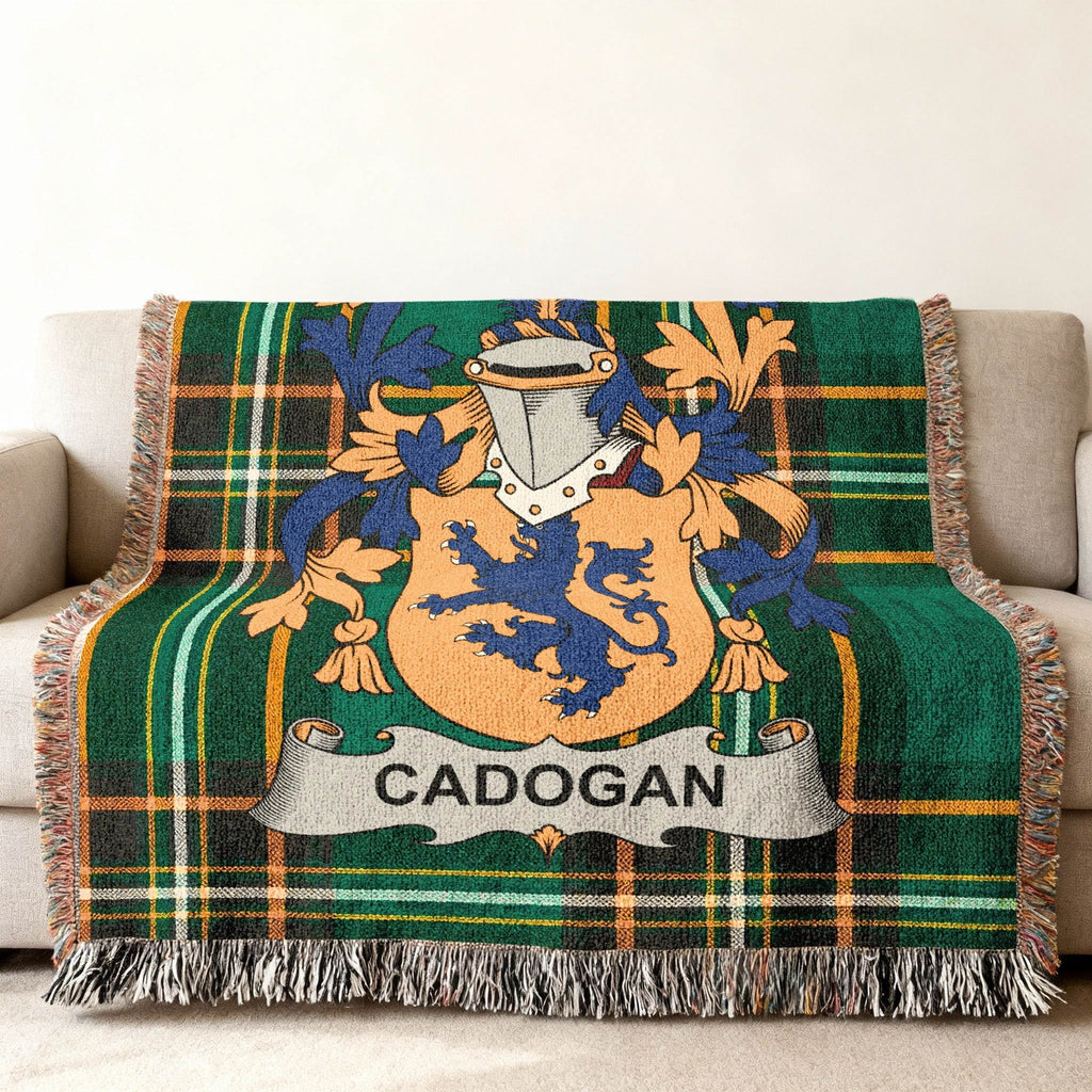 CADOGAN Family Crest Green Plaid Tartan Blanket product type
