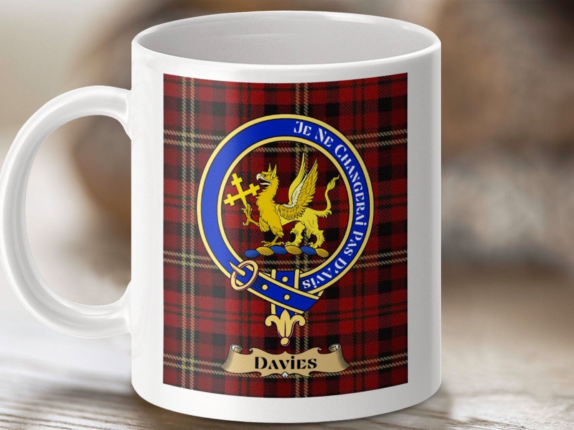 Davies Family Tartan and Crest Mug Unique Drinkware Product