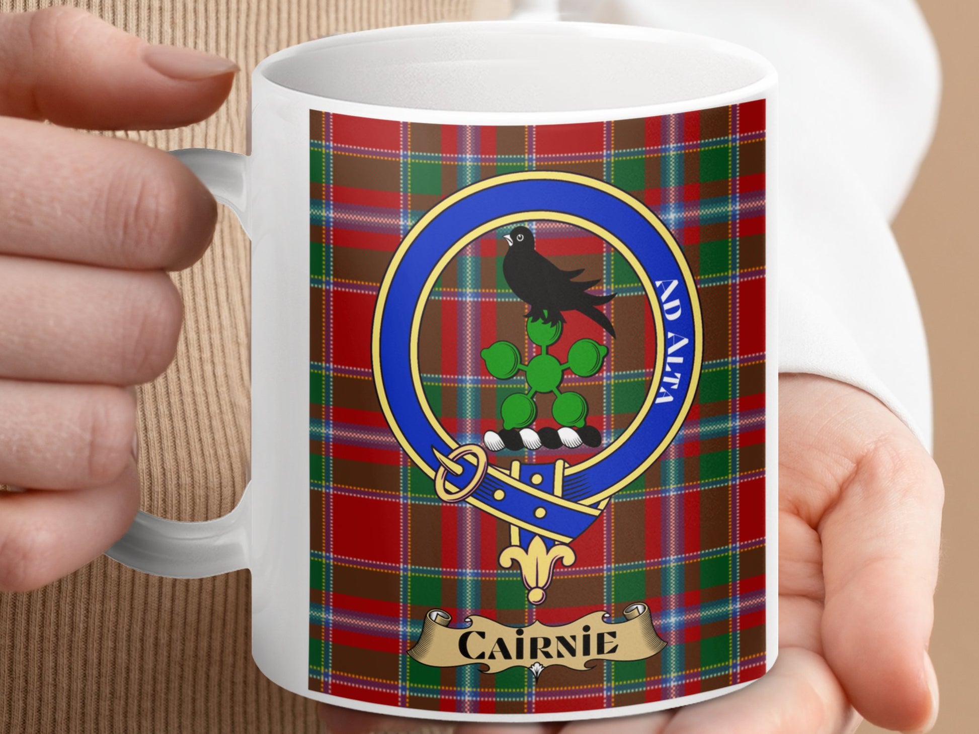 Clan Cairnie Scottish Tartan Crest Mug - Living Stone Gifts