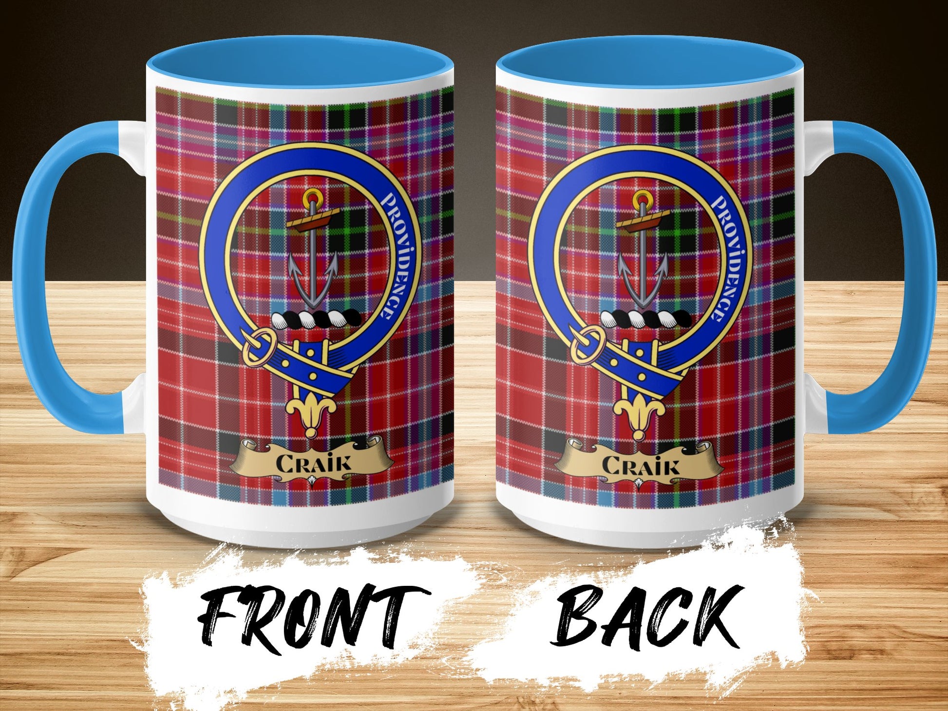 Craik Clan Crest Tartan Background Ceramic Mug - Living Stone Gifts