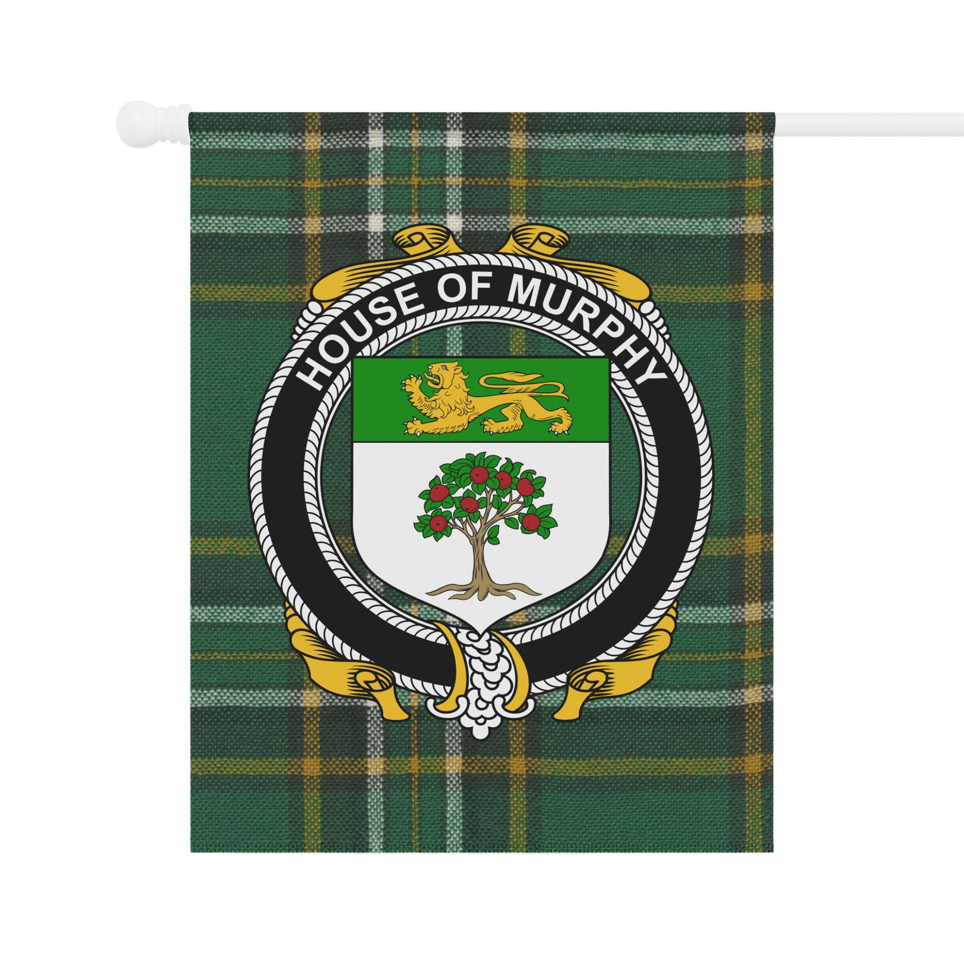 House of Murphy Crest Plaid Background Flag