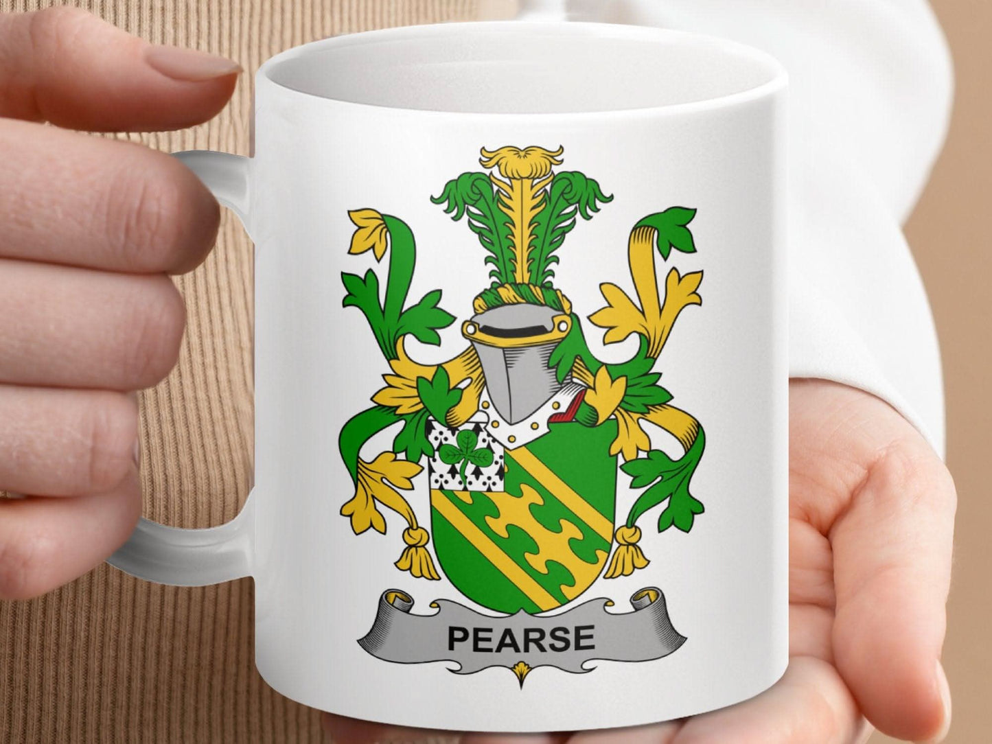 Pearse Irish Family Crest Mug - Celtic Ancestry Gifts