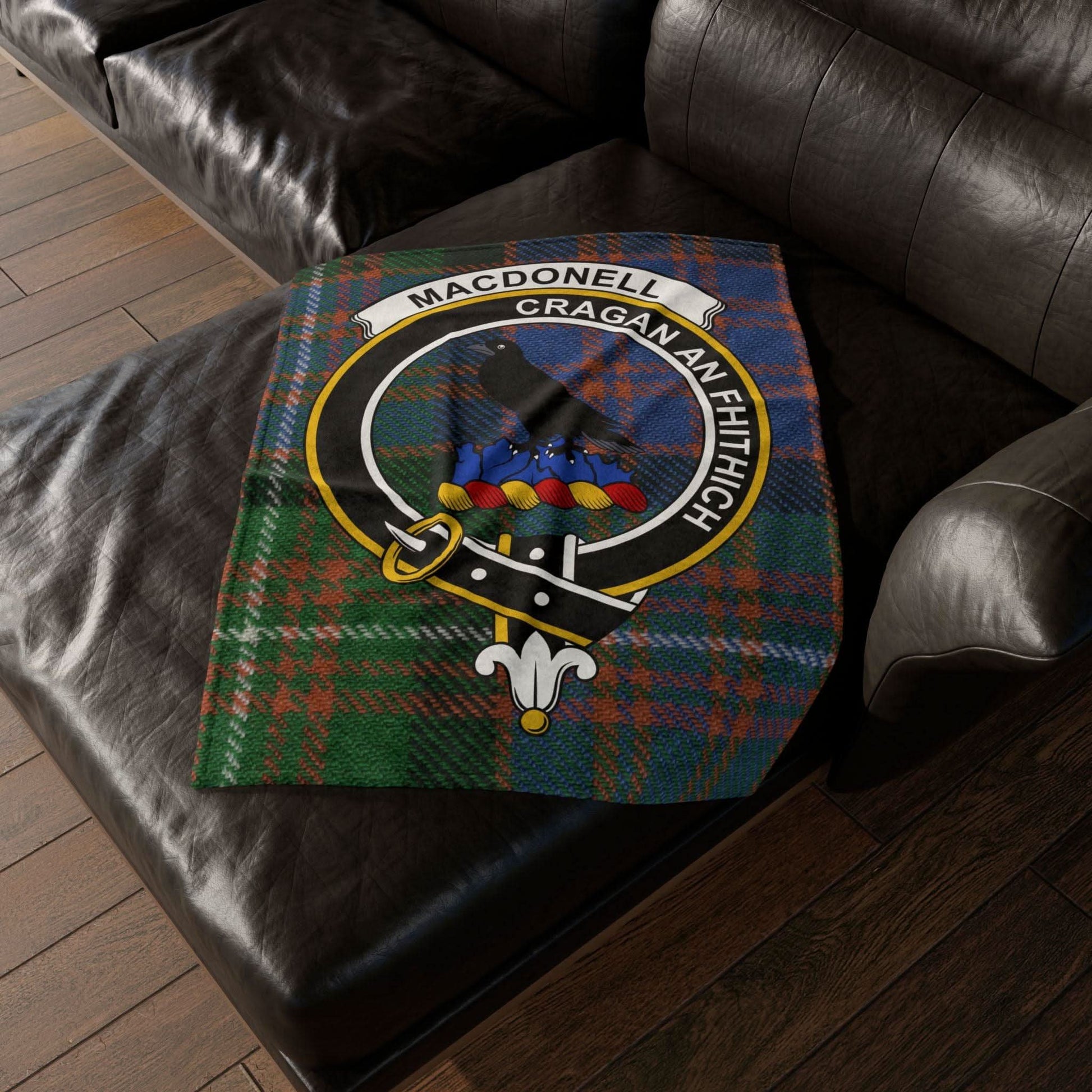 MacDonell Clan Tartan Blanket – Scottish Crest Throw, Soft & Cozy - Celtic Ancestry Gifts