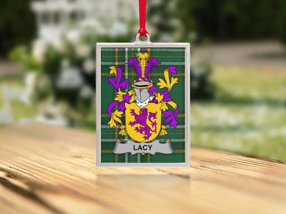Lacy Family Crest Rectangular Christmas Ornament product type