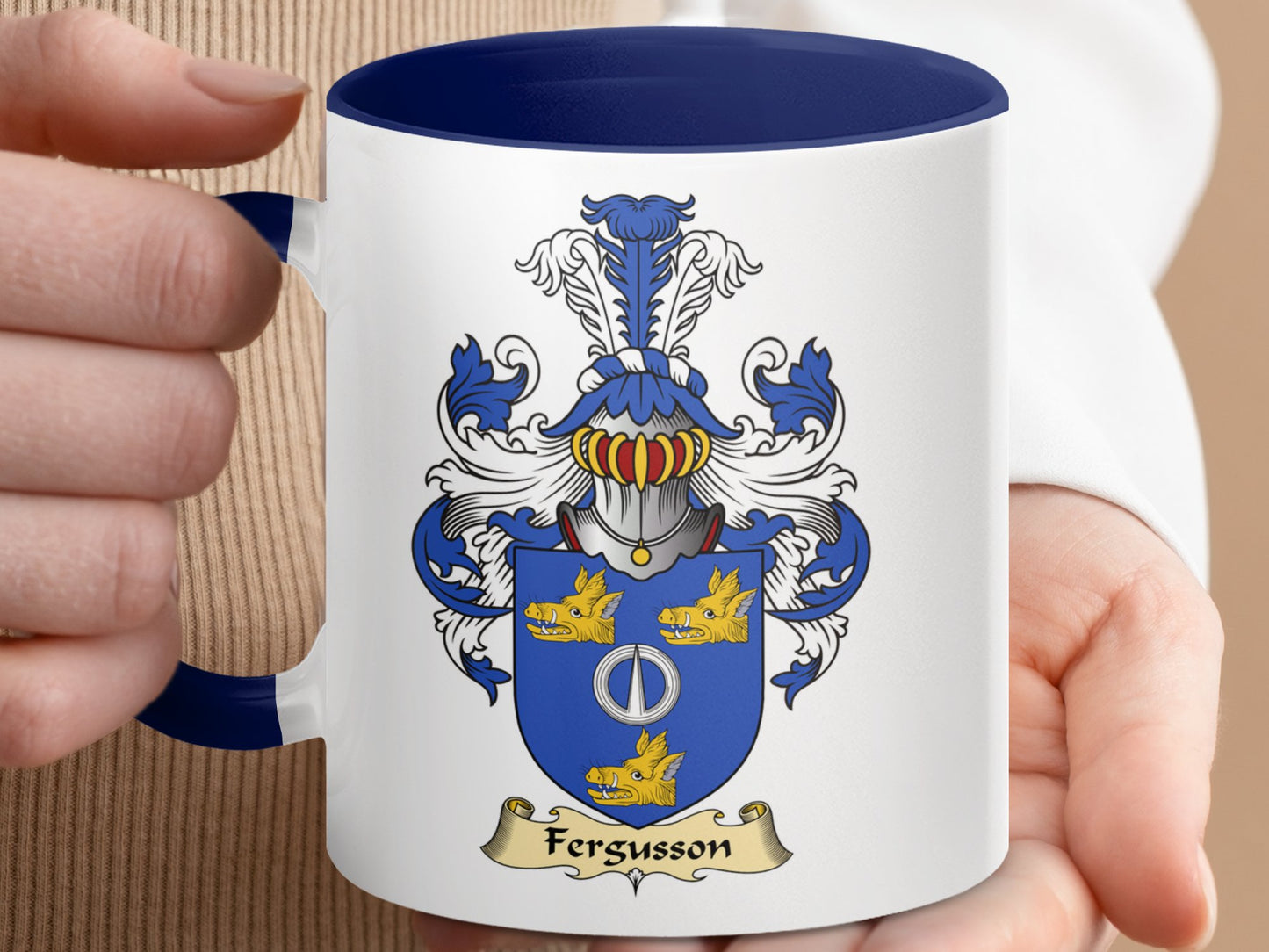 Clan Fergusson Scottish coat of arms accent coffee Mug - Living Stone Gifts